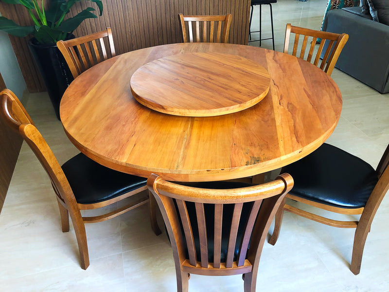 Tampo Liso Mesa de Jantar Redonda 140cm Madeira Maciça