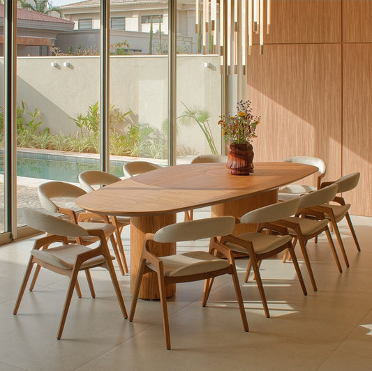 Find Dining Table with Solid Tauari Wood Base and Glass Top 180x90x77cm