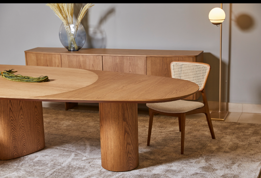 Find Dining Table with Solid Tauari Wood Base and Glass Top 180x90x77cm