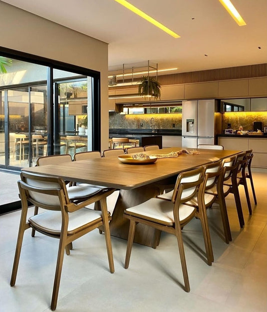 Find Dining Table with Solid Tauari Wood Base and Glass Top 180x90x77cm