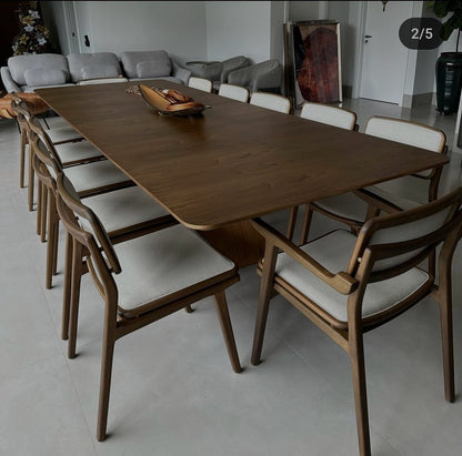 Find Dining Table with Solid Tauari Wood Base and Glass Top 180x90x77cm