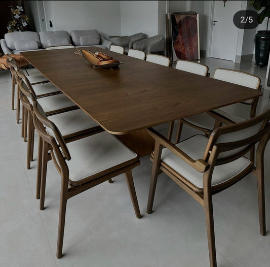 Find Dining Table with Solid Tauari Wood Base and Glass Top 180x90x77cm