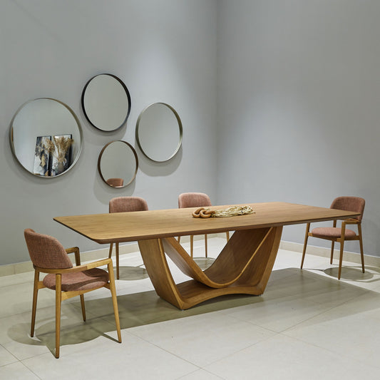 Find Dining Table with Solid Tauari Wood Base and Glass Top 180x90x77cm