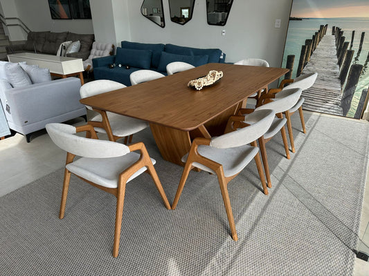 Find Dining Table with Solid Tauari Wood Base and Glass Top 180x90x77cm