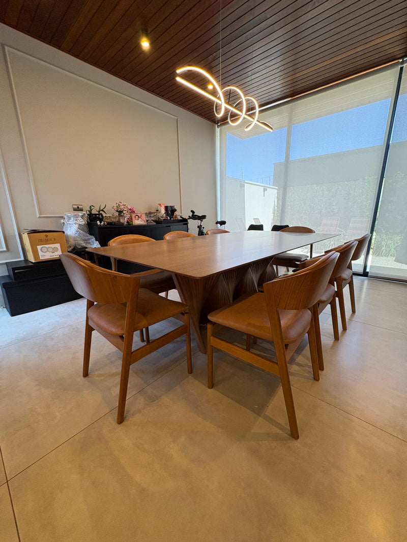 Silla Porto Madera Asiento Tapizado Lino Beige 001A