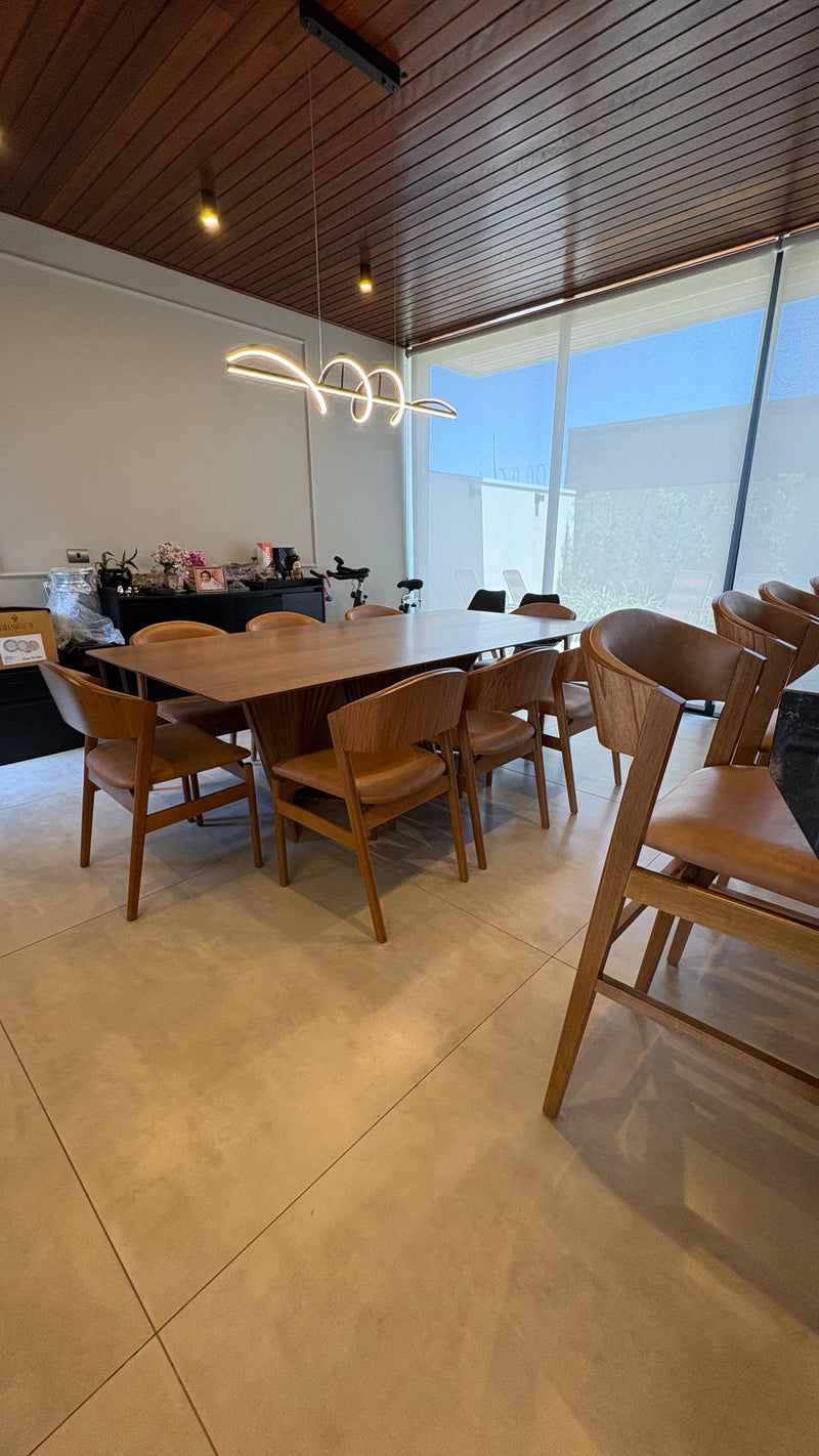 Silla Porto Madera Asiento Tapizado Lino Beige 001A