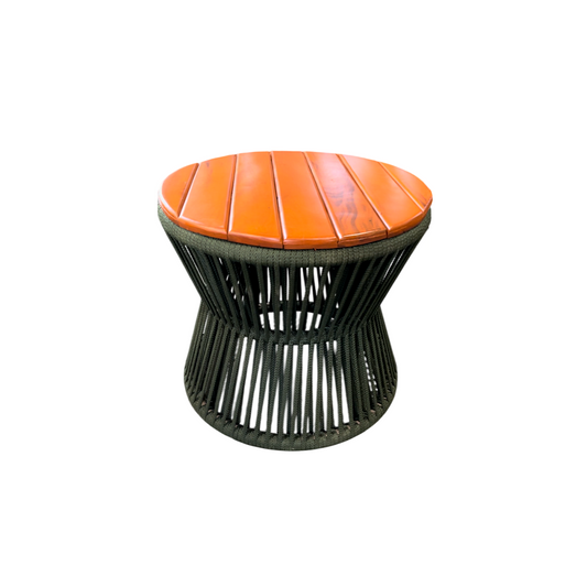 Mesa de Centro Hourglass Aluminio Color Negro y Cuerda Náutica Color Terracota