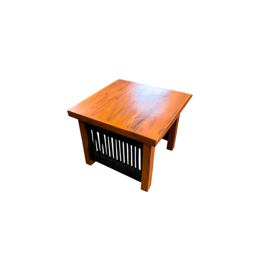 Mesa de centro Lux 50x50cm madera maciza y cuerda náutica