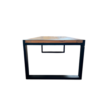 Mesa de Comedor Bella 240x100cm Tapa de Madera de Pequiá Base de Aluminio Macizo