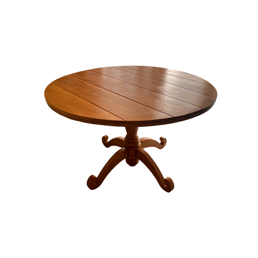 Mesa de Jantar Clássica Redonda Tampo Frisado 120cm Madeira Maciça - 4 Lugares