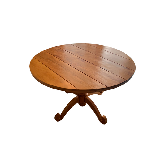 Mesa de Jantar Clássica Redonda Tampo Frisado 120cm Madeira Maciça - 4 Lugares