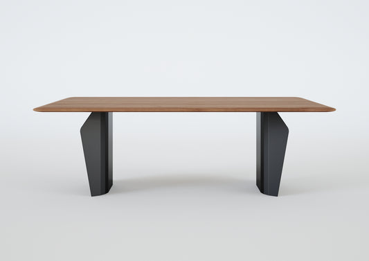Mesa de Jantar Cloud Madeira Cor Mel Aço Carbono Pintado Cor Preto 200x120cm
