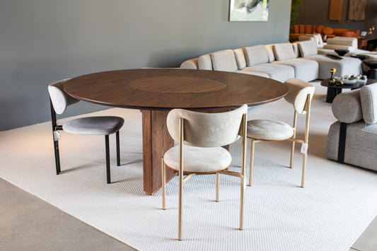 Mesa de Jantar Nero com Prato Giratório Madeira Cor Nogueira 160cm
