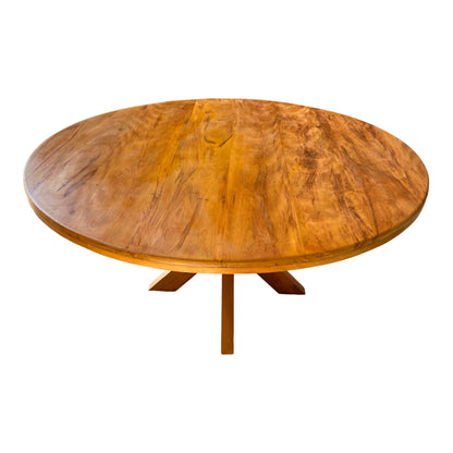 Mesa de comedor redonda 120 cm con base en forma de estrella de madera maciza - 5 plazas