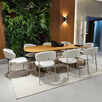 Mesa de Jantar Siena 240x120cm Tampo Madeira Cinamomo Base Aço Champagne