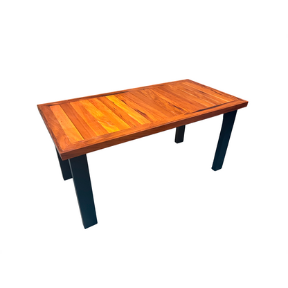 Mesa Nero Madeira 180x90cm Tampo Frisado Base Alumínio