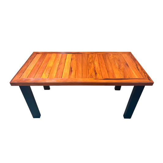 Mesa Nero Madeira 180x90cm Tampo Frisado Base Alumínio