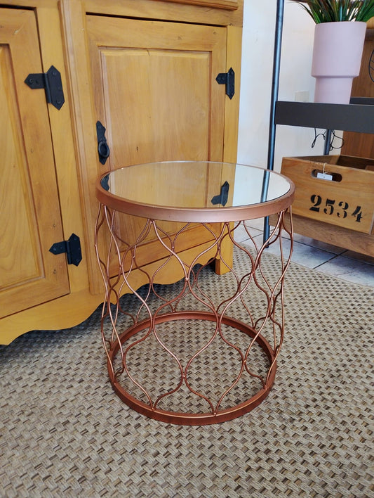 Mesinha Lateral Spark Dourada Tampo Espelho