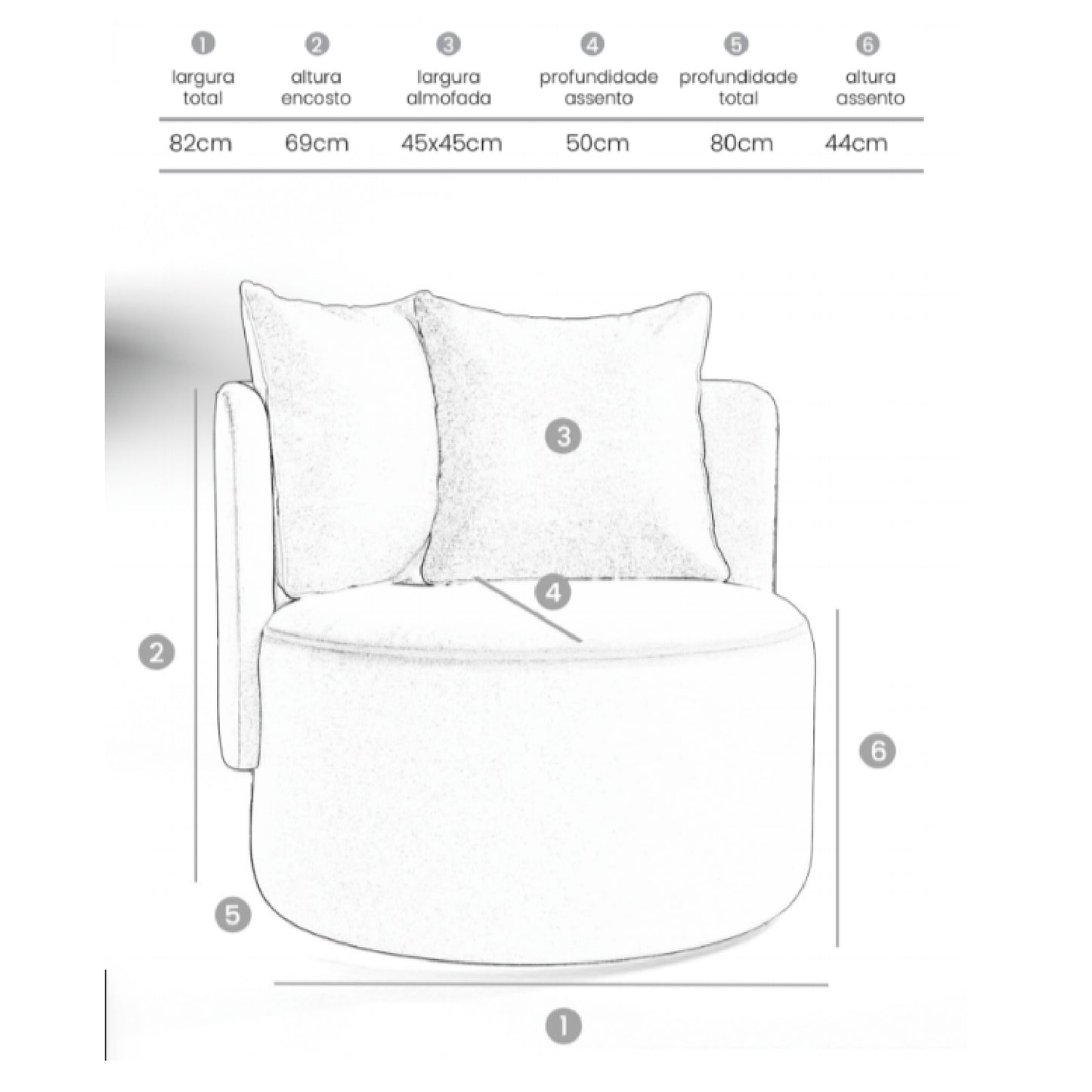 Sillón Luna Base Giratoria Tapizado Lino Zafiro AA346