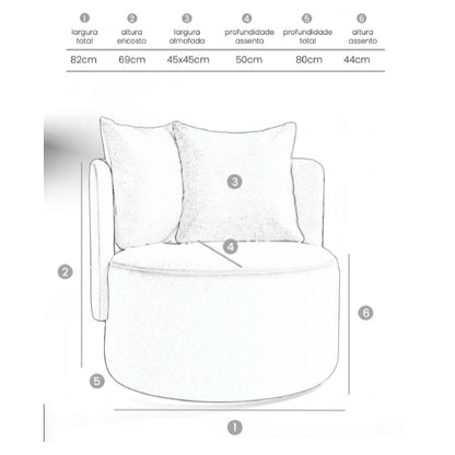 Sillón Luna Base Giratoria Tapizado Lino Zafiro AA346