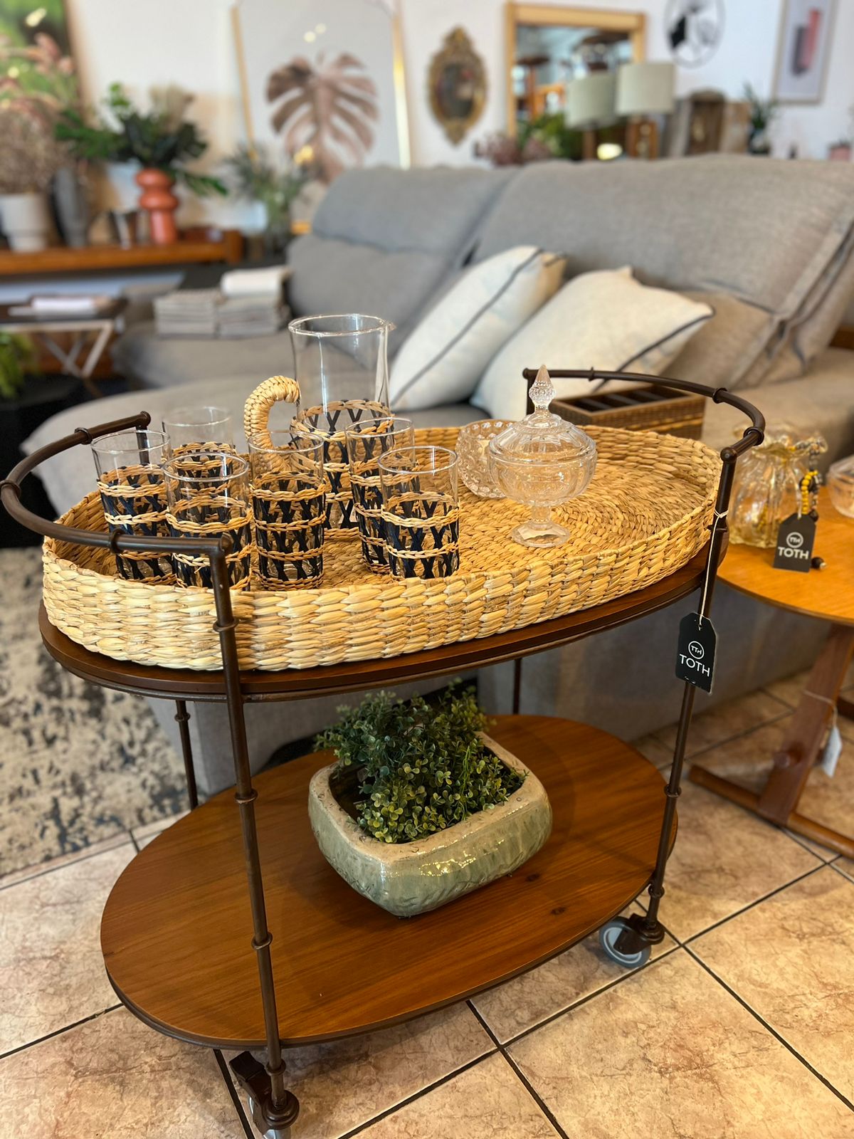 Trancoso Tea Bar Cart Wood and Iron