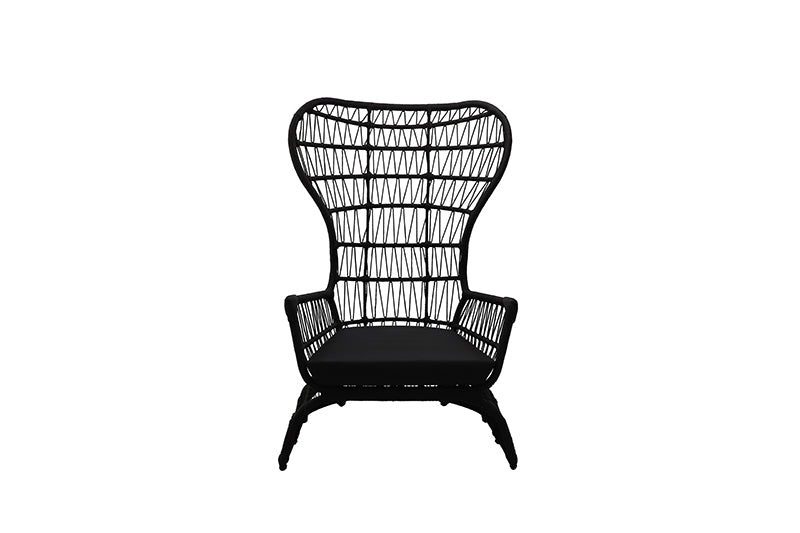 Arena Armchair in Black Aluminum and Black Nautical Rope