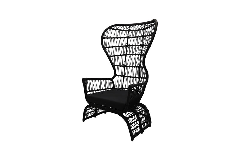 Arena Armchair in Black Aluminum and Black Nautical Rope