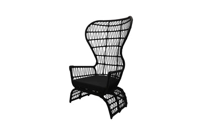 Arena Armchair in Black Aluminum and Black Nautical Rope