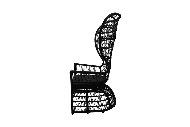 Arena Armchair in Black Aluminum and Black Nautical Rope