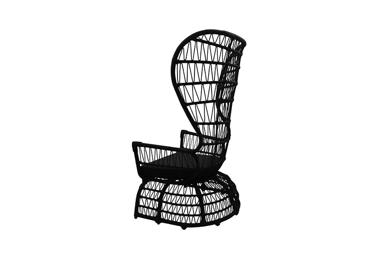 Arena Armchair in Black Aluminum and Black Nautical Rope