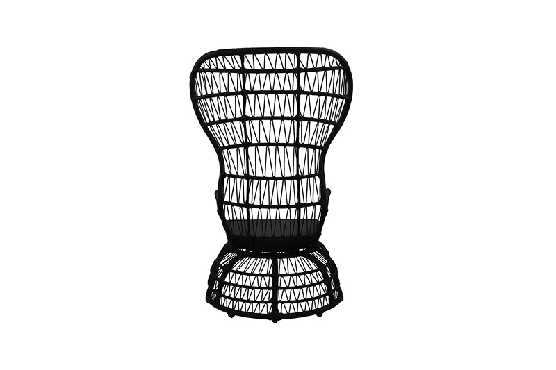 Arena Armchair in Black Aluminum and Black Nautical Rope