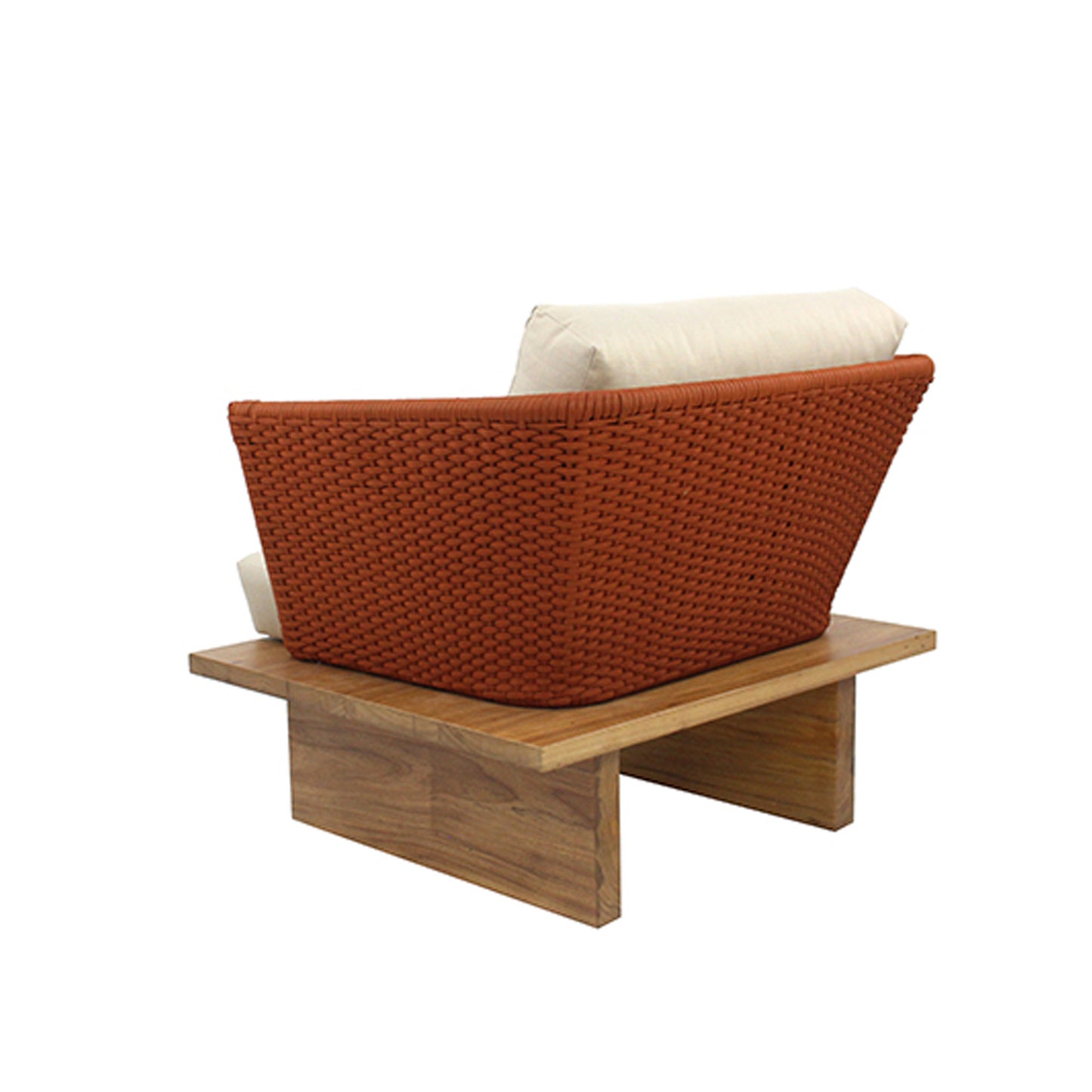 Sillón Casa Blanca Aluminio y Cuerda Náutica Color Terracota y Base de Madera