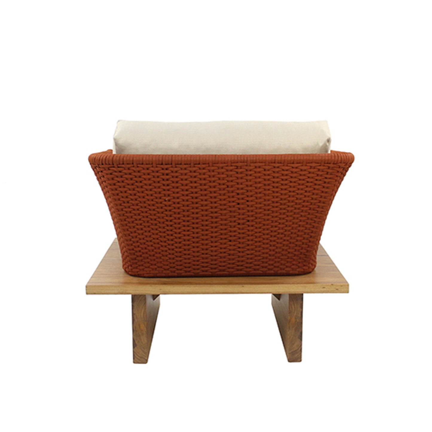 Sillón Casa Blanca Aluminio y Cuerda Náutica Color Terracota y Base de Madera