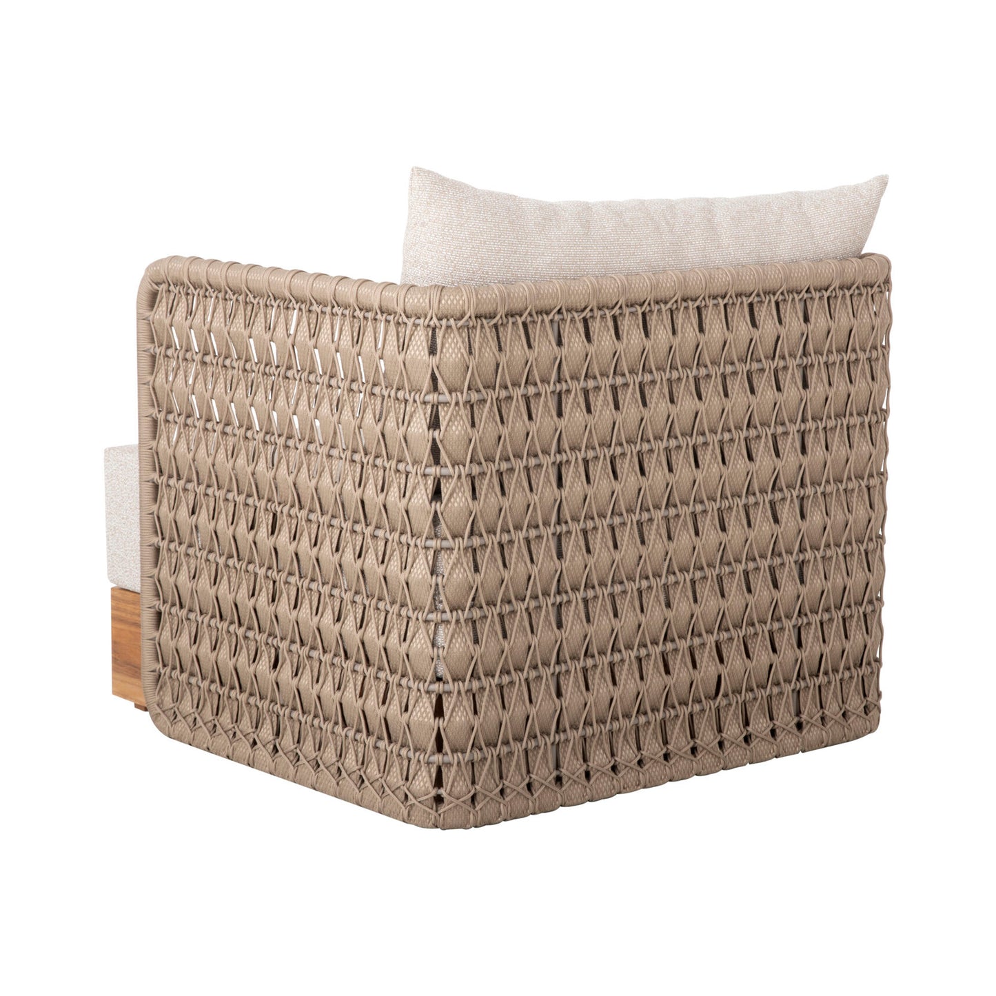 Sillón Huron Aluminio Color Fendi y Cuerda Náutica Base Madera Color Arena