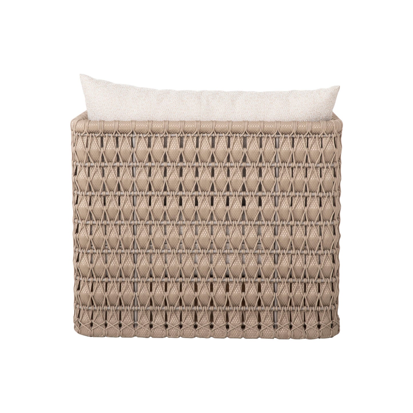 Sillón Huron Aluminio Color Fendi y Cuerda Náutica Base Madera Color Arena