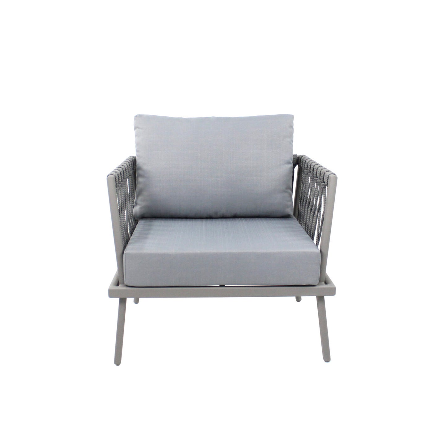 Lugano Armchair in Aluminum and Nautical Rope, Gray Color