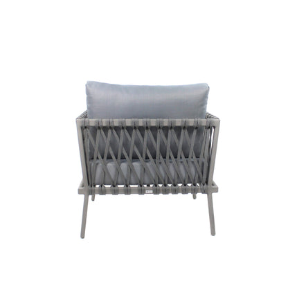 Lugano Armchair in Aluminum and Nautical Rope, Gray Color