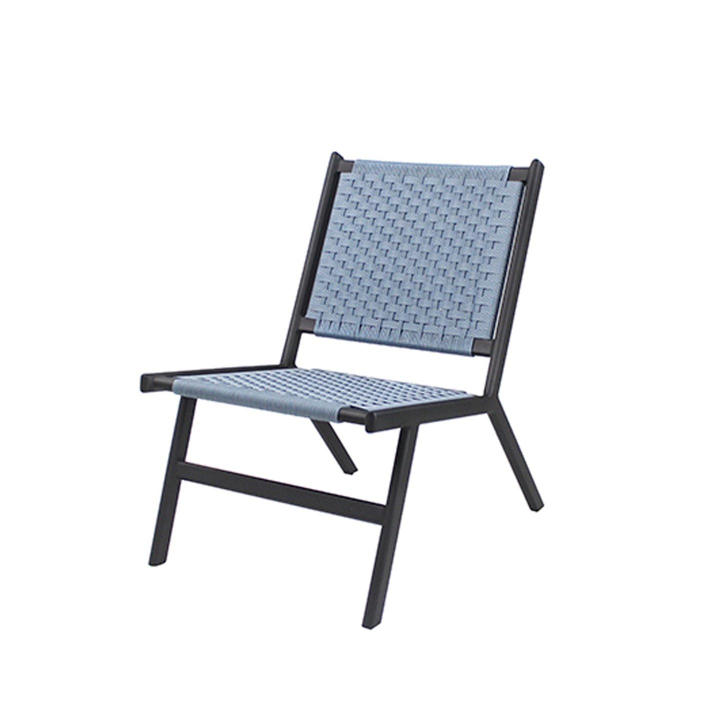 Cadeira Mauá Alumínio Cor Preto e Corda Náutica Cor Azul Acinzentado