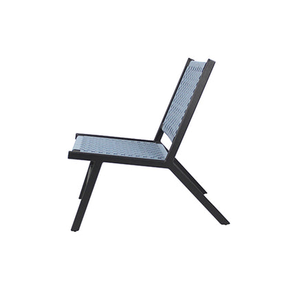 Cadeira Mauá Alumínio Cor Preto e Corda Náutica Cor Azul Acinzentado