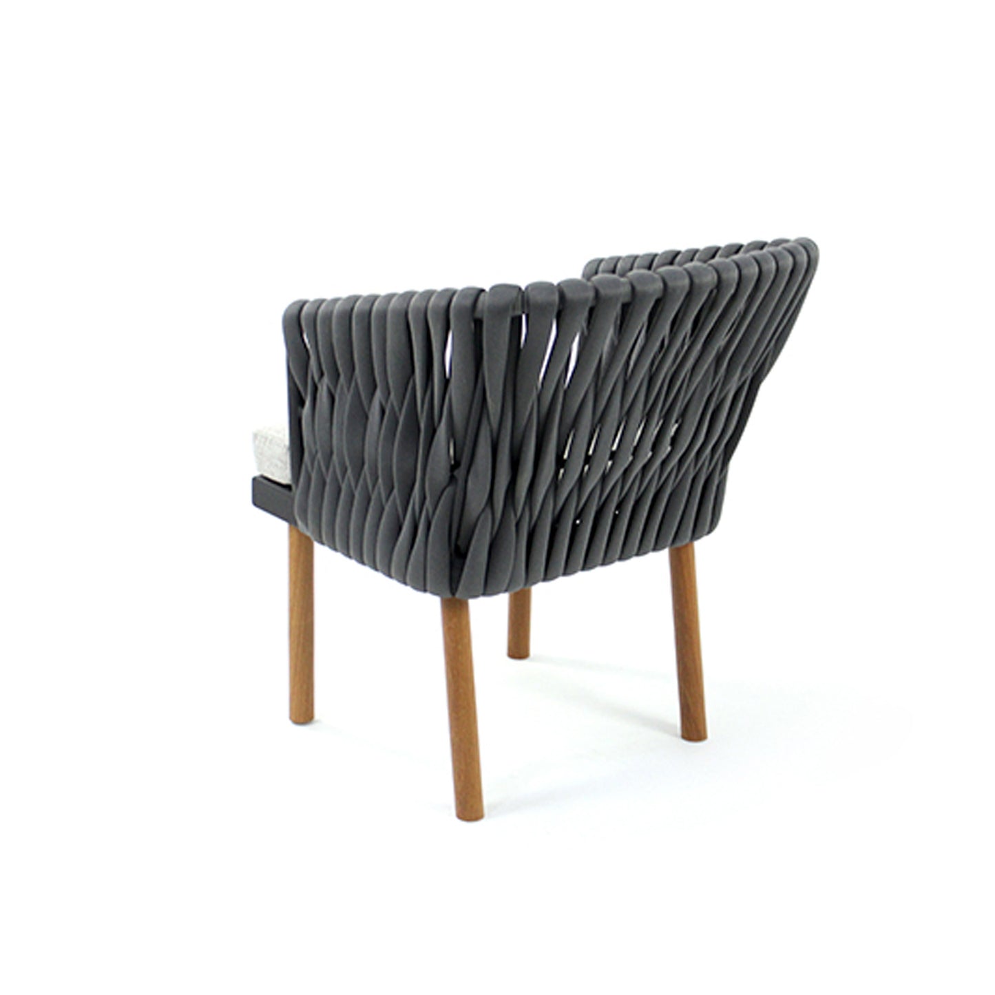 Sillón Medeiros Aluminio negro y patas de madera de punto náutico gris