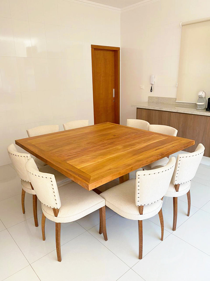 Tampo Liso Mesa de Jantar Quadrada 150x150cm Madeira Maciça