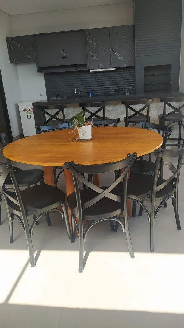 Ambiente 2 com Mesa de Comedor Redonda Base 120cm Madera Maciza Montreal - 4 Plazas