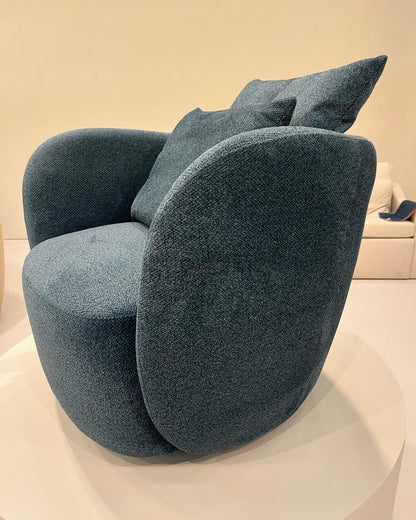 Abbraccio Swivel Armchair with Upholstered Fabric Backrest and Seat D-1026