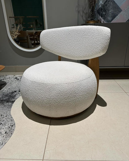 Azeri Armchair Fixed Base Cinnamon Wood Upholstered Backrest and Seat Fabric 141