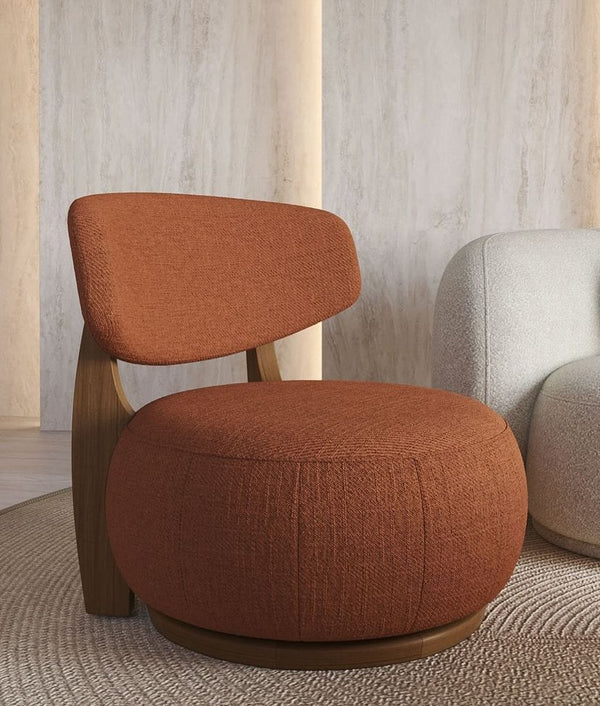 Ambiente 1 com Azeri Armchair Fixed Base Cinnamon Wood Upholstered Backrest and Seat Fabric 141