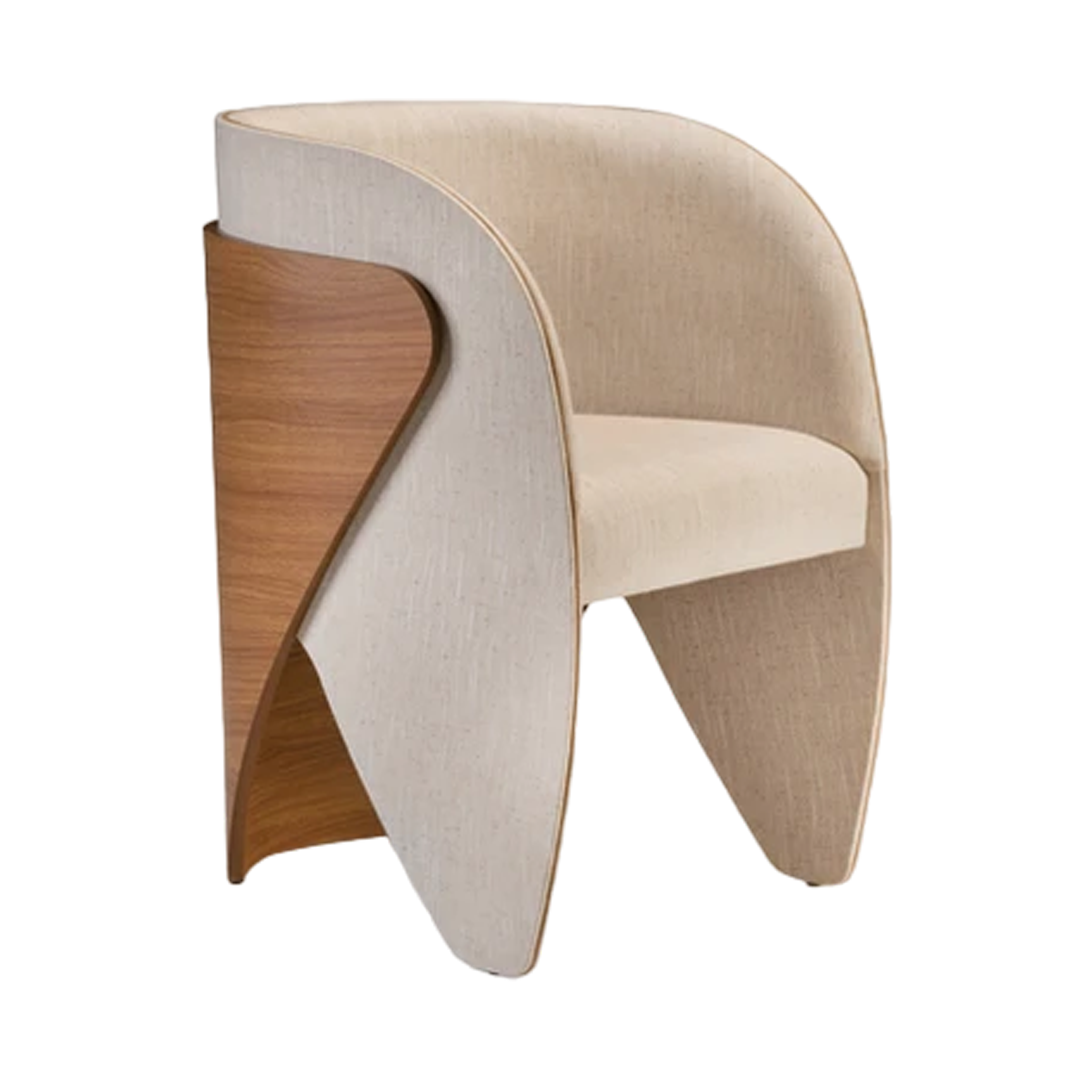 Sillón Sophia Freijó Madera Tapizado Lino Claro