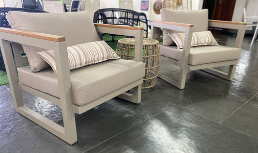 Antonella Aluminum Armchair Beige Color