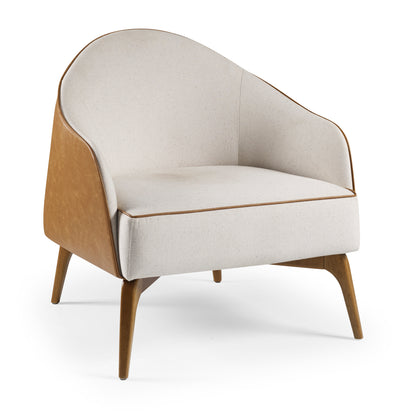 Glass Chair Cinnamon Wood Upholstered Fabric Backrest and Seat 94