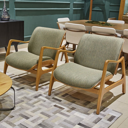 Dakar Armchair Cinnamon Wood Upholstered Fabric Backrest and Seat 129