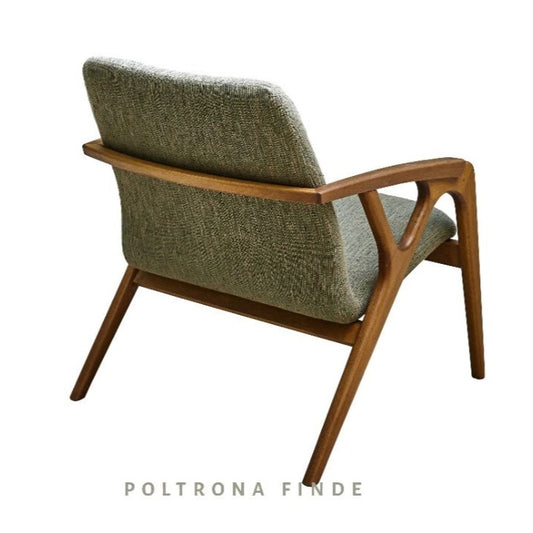 Poltrona Finde Madeira Cinamomo Encosto e Assento Estofado Tecido 129